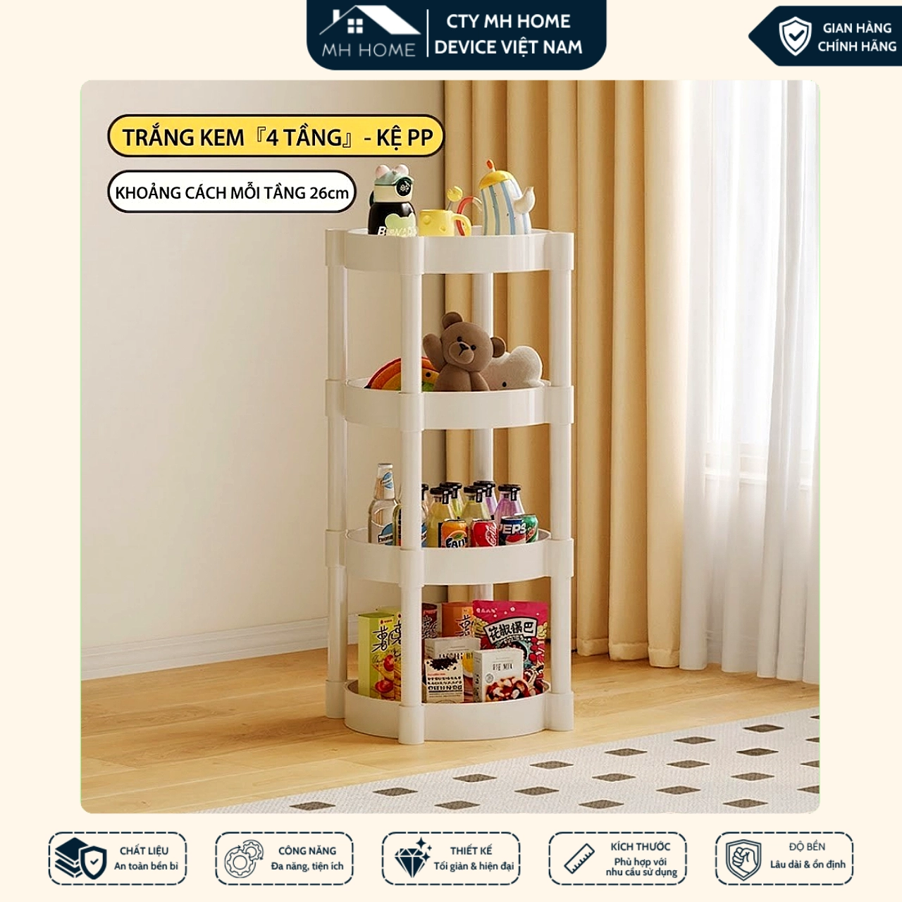 Kệ Để Đồ Đa Năng Có Bánh Xe Xoay 360° - Kệ Nhựa Nhiều Tầng Tiện Dụng Cho Nhà Bếp, Nhà Tắm, Phòng Ngủ
